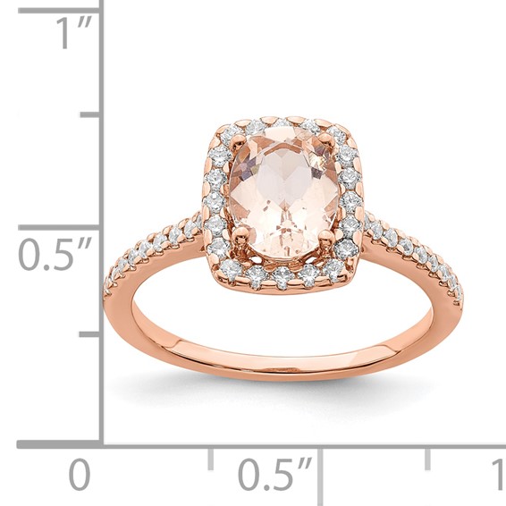 Blooming Bridal 14k Rose Gold Halo 8x6mm Oval Morganite and 1/3 carat Diamond Complete Engagement Ring