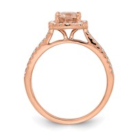 Pure Serenity 14K Rose Gold 0.33 Carat Lab Grown Diamond VS SI+ G+ and Oval Morganite Halo Engagement Ring view 3