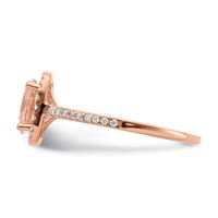 Pure Serenity 14K Rose Gold 0.33 Carat Lab Grown Diamond VS SI+ G+ and Oval Morganite Halo Engagement Ring view 4