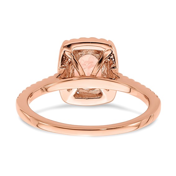 Pure Serenity 14k Rose Gold 1/3 carat Lab Grown Diamond VS/SI+ G+ and Oval Morganite Halo Engagement Ring