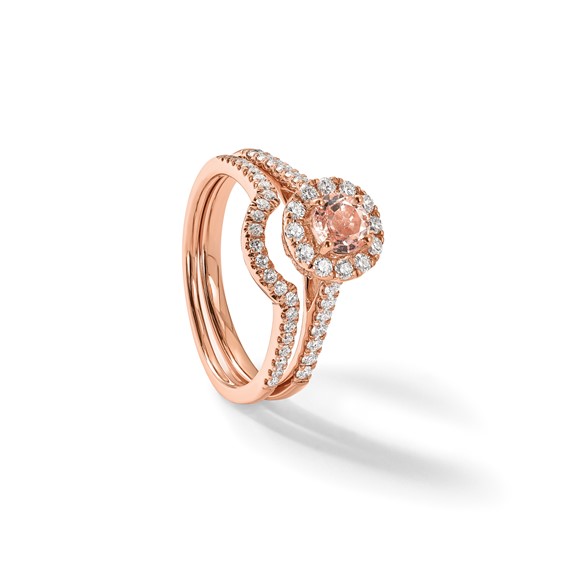 Blooming Bridal 14k Rose Gold 1/8 carat Diamond Contoured Complete Wedding Band