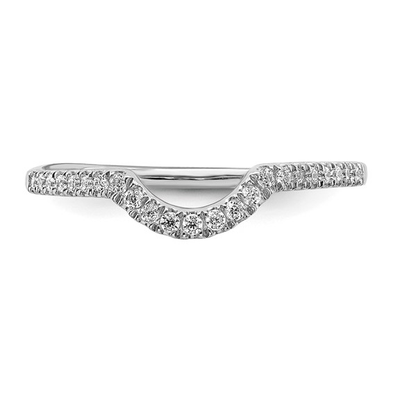 14k White Gold 1/8 carat Diamond Contoured Complete Wedding Band