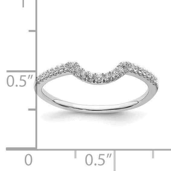 14k White Gold 1/8 carat Diamond Contoured Complete Wedding Band