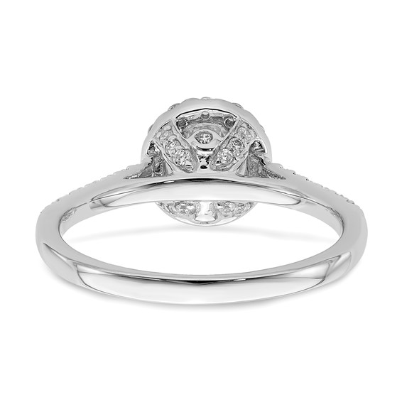 14k White Gold Halo Plus (Holds 1/2 carat (5.2mm) Round Center) 3/8 carat Diamond Semi-Mount Engagement Ring