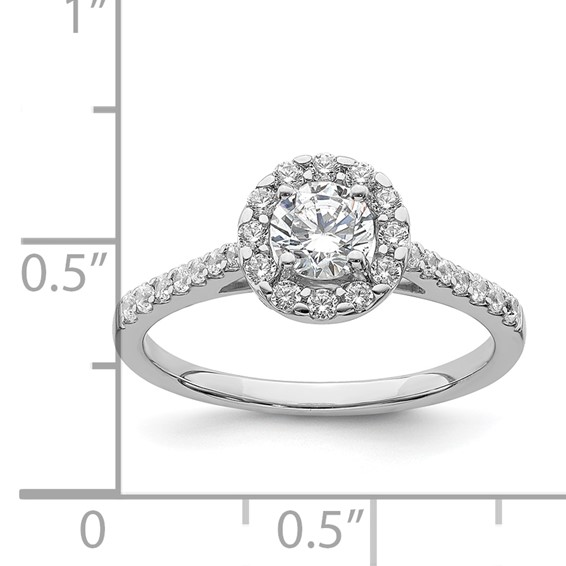 14k White Gold Halo Plus (Holds 1/2 carat (5.2mm) Round Center) 3/8 carat Diamond Semi-Mount Engagement Ring