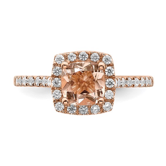 Cushion Morganite & Diamond Engagement Rings