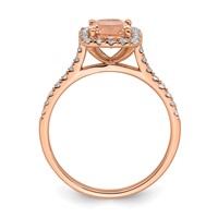 Pure Serenity 14K Rose Gold 0.25 Carat Lab Grown Diamond VS SI+ G+ and Cushion Morganite Halo Engagement Ring view 3