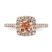 Pure Serenity 14K Rose Gold 0.25 Carat Lab Grown Diamond VS SI+ G+ and Cushion Morganite Halo Engagement Ring view 5