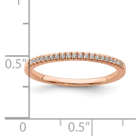 Pure Serenity 14k Rose Gold 1/15 carat Lab Grown Diamond VS/SI+ G+ Wedding Band
