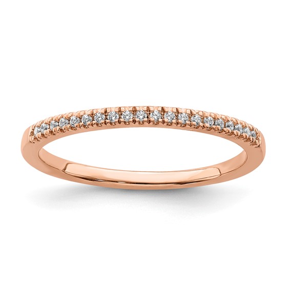 Pure Serenity 14k Rose Gold 1/15 carat Lab Grown Diamond VS/SI+ G+ Wedding Band