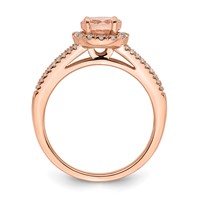 Pure Serenity 14K Rose Gold 0.25 Carat Lab Grown Diamond VS SI+ G+ and Round Morganite Halo Engagement Ring view 3
