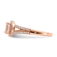 Pure Serenity 14K Rose Gold 0.25 Carat Lab Grown Diamond VS SI+ G+ and Round Morganite Halo Engagement Ring view 4