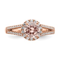 Pure Serenity 14K Rose Gold 0.25 Carat Lab Grown Diamond VS SI+ G+ and Round Morganite Halo Engagement Ring view 5