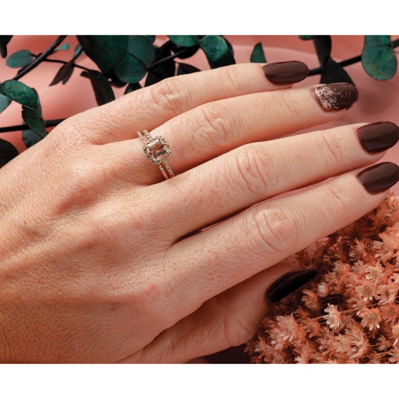 Blooming Bridal 14k Rose Gold 1/20 carat Diamond Complete Wedding Band