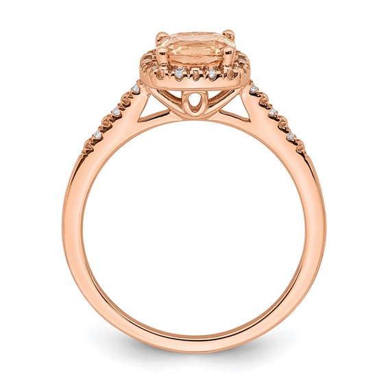 Blooming Bridal 14k Rose Gold Halo 6.00mm Cushion-cut Morganite and 1/15 carat Diamond Complete Engagement Ring