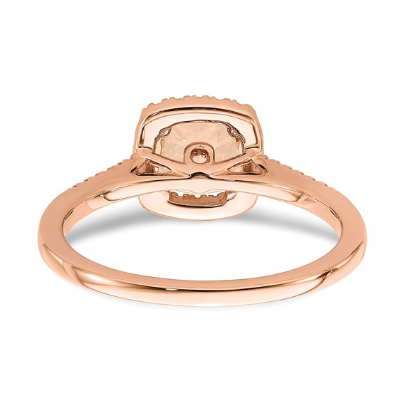 Blooming Bridal 14k Rose Gold Halo 6.00mm Cushion-cut Morganite and 1/15 carat Diamond Complete Engagement Ring