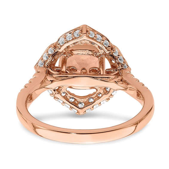 Blooming Bridal 14k Rose Gold Halo 7.00mm Cushion-cut Morganite and 3/4 carat Diamond Complete Engagement Ring