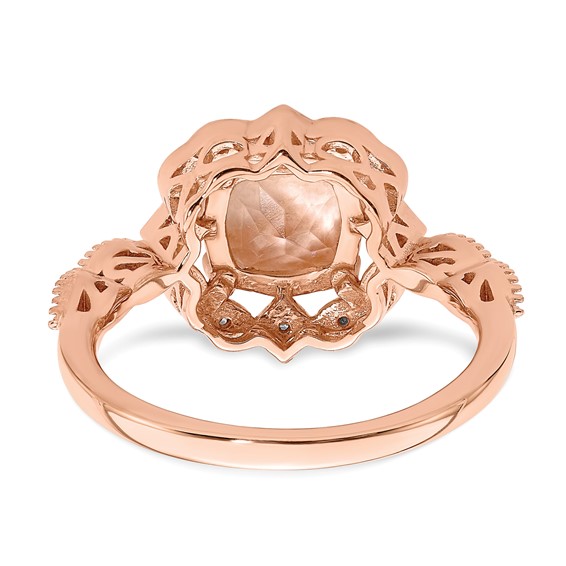 Blooming Bridal 14k Rose Gold Halo 7.00mm Cushion-cut Morganite and 1/15 carat Diamond Complete Engagement Ring