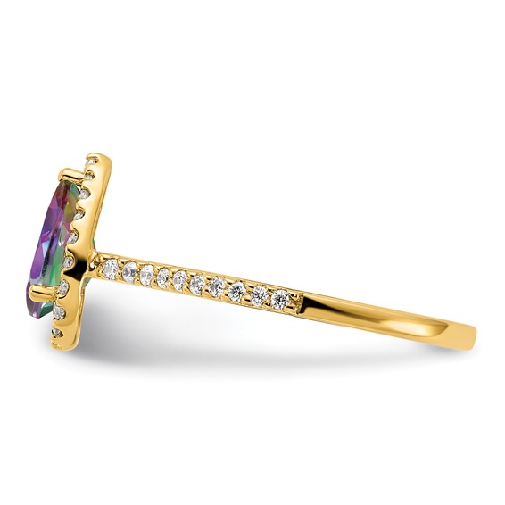 Blooming Bridal 14k Halo 8x5mm Pear-cut Mystic Fire Topaz and 1/4 carat Diamond Complete Engagement Ring