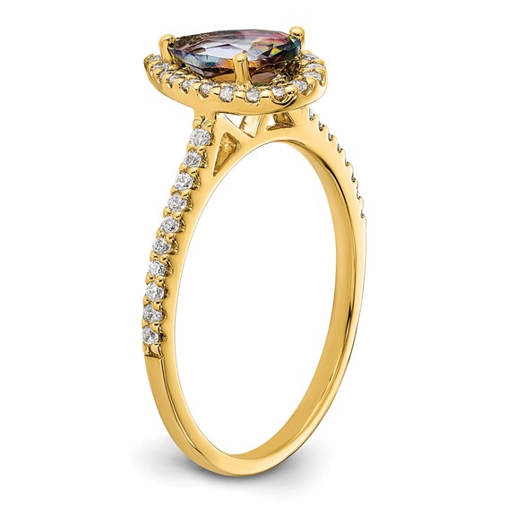 Blooming Bridal 14k Halo 8x5mm Pear-cut Mystic Fire Topaz and 1/4 carat Diamond Complete Engagement Ring