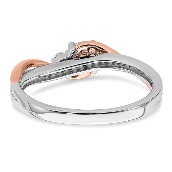 10k White and Rose Gold (Holds 1/4 carat (4.1mm) Round Center) 1/8 carat Diamond Semi-mount Engagement Ring