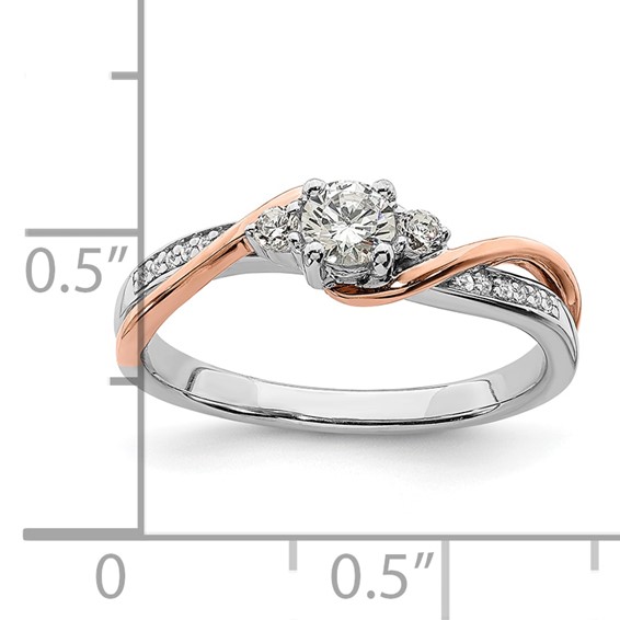 10k White and Rose Gold (Holds 1/4 carat (4.1mm) Round Center) 1/8 carat Diamond Semi-mount Engagement Ring