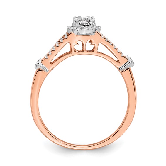 10k Rose Gold Halo 1/3 carat Diamond Complete Engagement Ring
