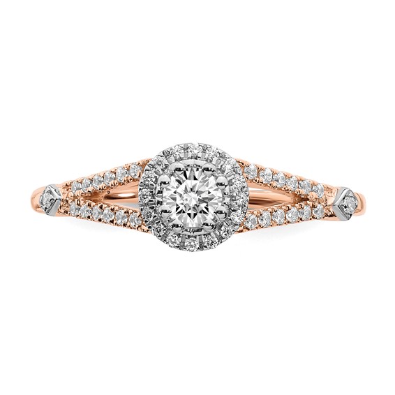 10k Rose Gold Halo 1/3 carat Diamond Complete Engagement Ring
