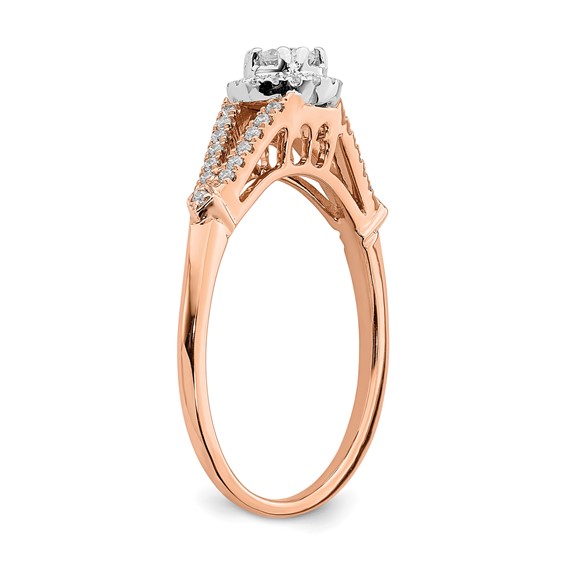 10k Rose Gold Halo 1/3 carat Diamond Complete Engagement Ring