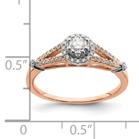 10k Rose Gold Halo 1/3 carat Diamond Complete Engagement Ring