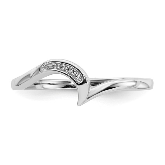 10k White Gold .02 carat Diamond Contoured Complete Wedding Band