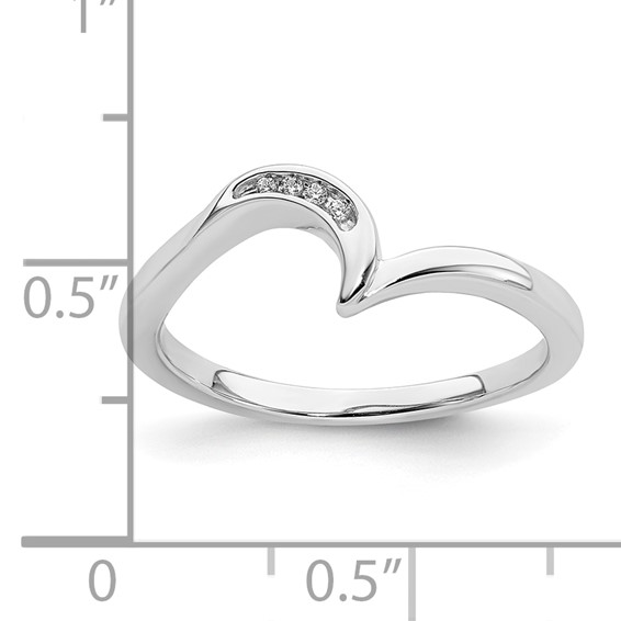 10k White Gold .02 carat Diamond Contoured Complete Wedding Band