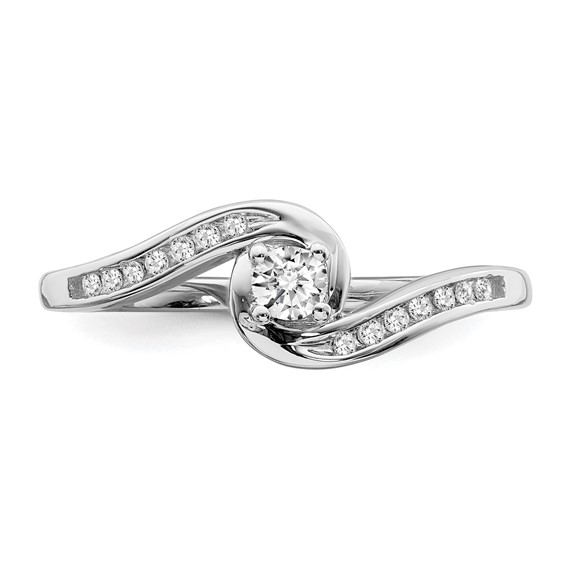 10k White Gold Bypass 1/5 carat Diamond Complete Engagement Ring