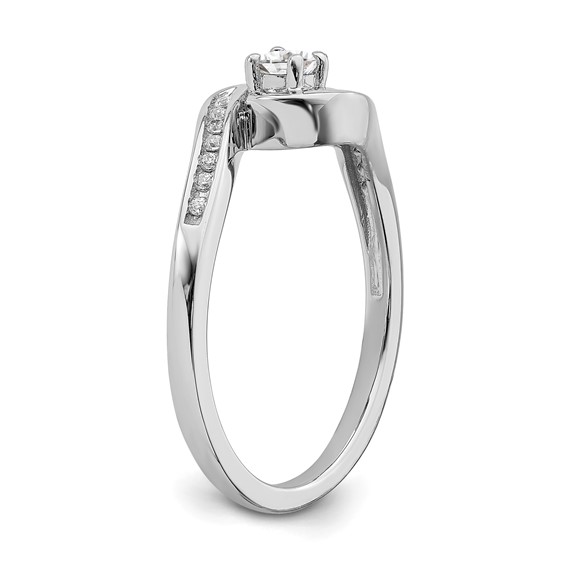 10k White Gold Bypass 1/5 carat Diamond Complete Engagement Ring