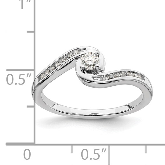 10k White Gold Bypass 1/5 carat Diamond Complete Engagement Ring