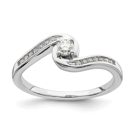 10k White Gold Bypass 1/5 carat Diamond Complete Engagement Ring
