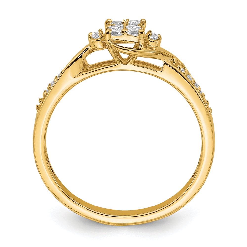10k 1/6 carat Lab Grown Diamond VS/SI+ G+ Complete Cluster Engagement Ring (RM6387E-019-0YLG)