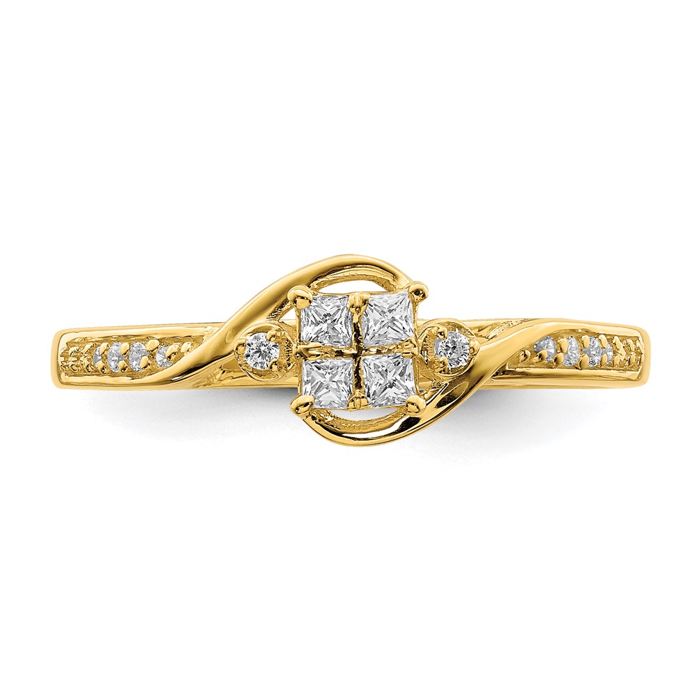10k 1/6 carat Lab Grown Diamond VS/SI+ G+ Complete Cluster Engagement Ring (RM6387E-019-0YLG)