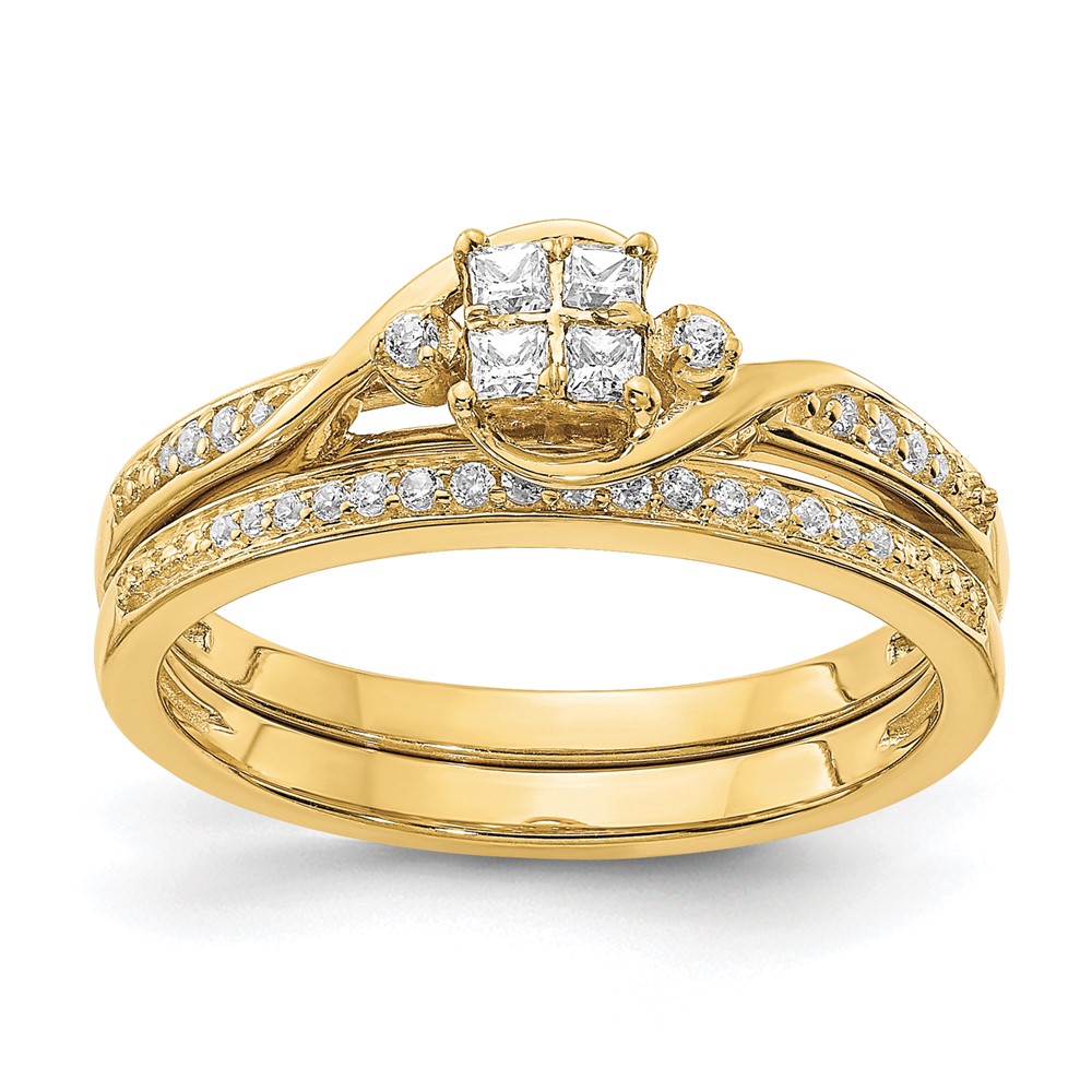 10k 1/6 carat Lab Grown Diamond VS/SI+ G+ Complete Cluster Engagement Ring (RM6387E-019-0YLG)