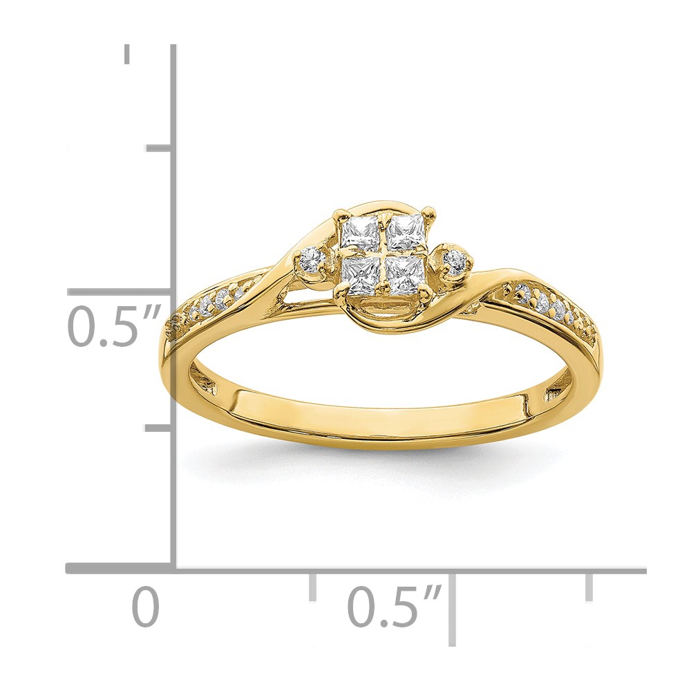 10k 1/6 carat Lab Grown Diamond VS/SI+ G+ Complete Cluster Engagement Ring (RM6387E-019-0YLG)