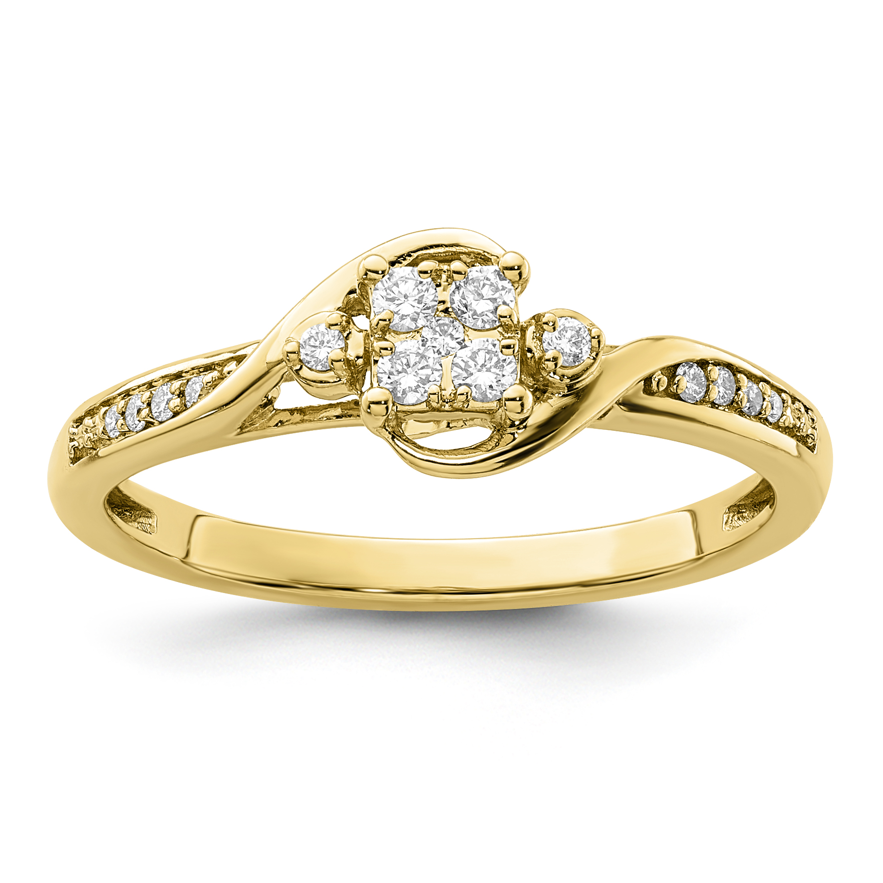 10k 1/6 carat Lab Grown Diamond VS/SI+ G+ Complete Cluster Engagement Ring (RM6387E-019-0YLG)