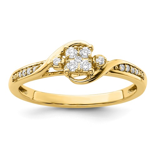 10K Yellow Gold 0.17 Carat Lab Grown Diamond VS SI+ G+ Complete Cluster Engagement Ring