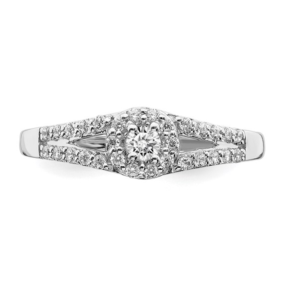 10k White Gold 1/3 carat Lab Grown Diamond VS/SI+ G+ Complete Round Halo Engagement Ring