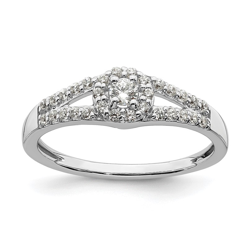 10k White Gold 1/3 carat Lab Grown Diamond VS/SI+ G+ Complete Round Halo Engagement Ring