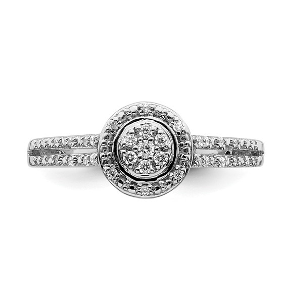 10k White Gold Halo Cluster 1/6 carat Diamond Complete Engagement Ring
