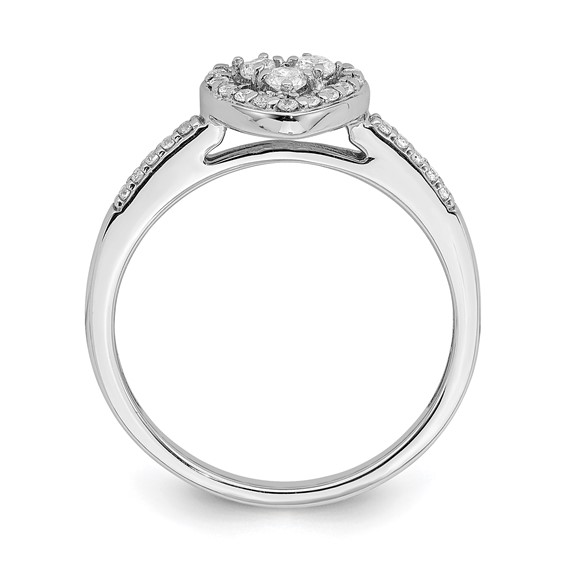 10k White Gold Heart Halo Cluster 1/4 carat Diamond Complete Engagement Ring