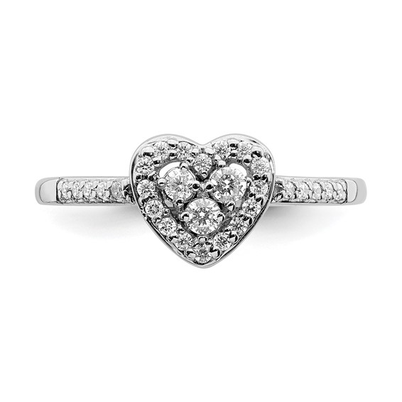 10k White Gold Heart Halo Cluster 1/4 carat Diamond Complete Engagement Ring