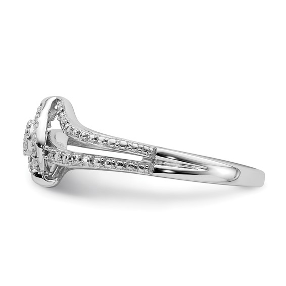 10k White Gold Halo Cluster 1/10 carat Diamond Complete Engagement Ring