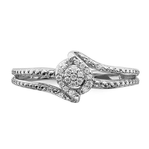 10k White Gold Halo Cluster 1/10 carat Diamond Complete Engagement Ring