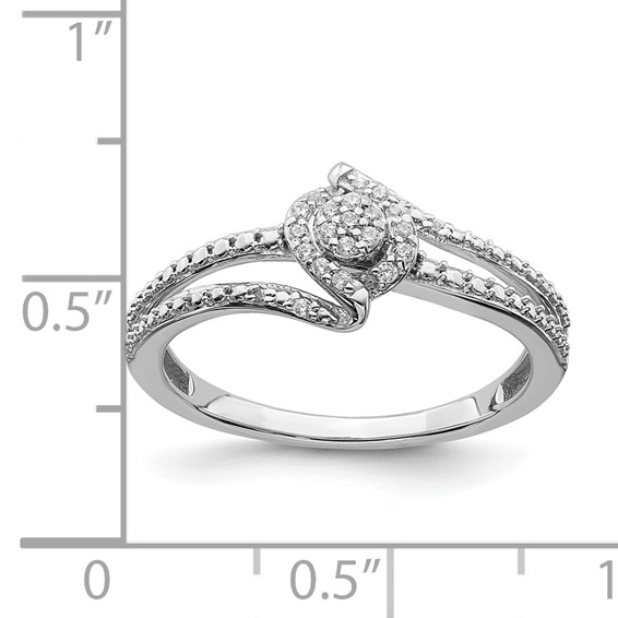 10k White Gold Halo Cluster 1/10 carat Diamond Complete Engagement Ring